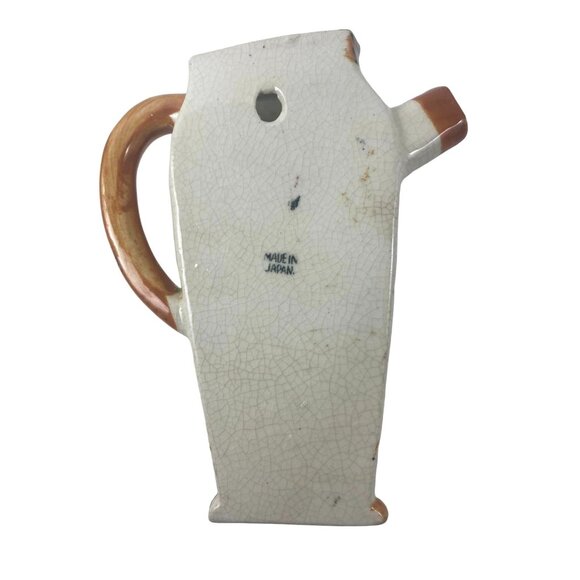 Vintage Japan Wall Vase Hand-Painted Ceramic Pitcher With Rooster & Floral - Picture 5 of 5